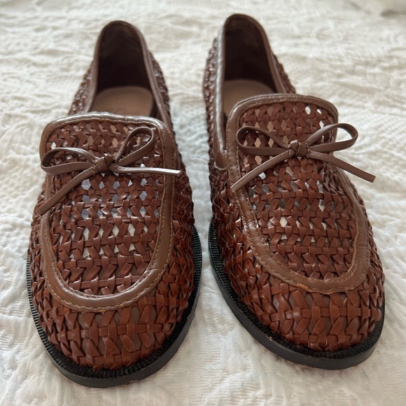 Classic woven leather loafers with bow Brown size 7 J. Crew - Picture 6 of 6